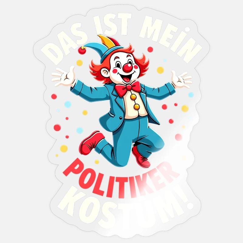 Carnaval costumé Politicien Carnaval - Sticker taille S (10 x 10 cm) - brillant transparent