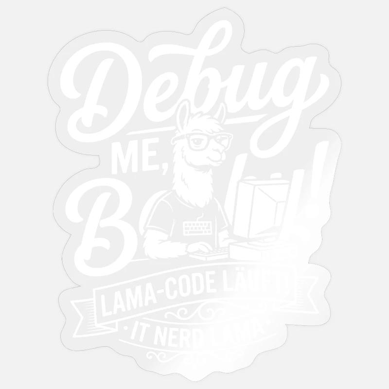 Lama Code Debug Design - Sticker Größe S (10 x 10 cm) - Transparent glänzend
