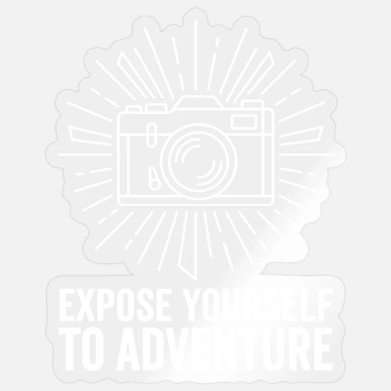 Exposez-vous à l’aventure - Sticker taille S (10 x 10 cm) - brillant transparent