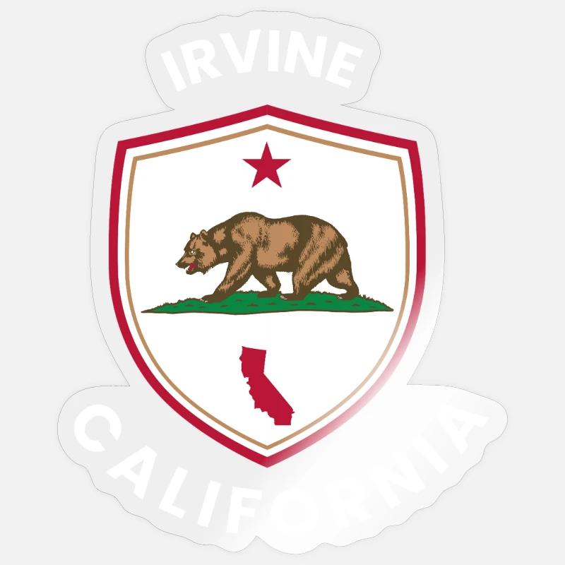 Irvine CA Bear Shield Emblem Sticker size S (10 x 10 cm)