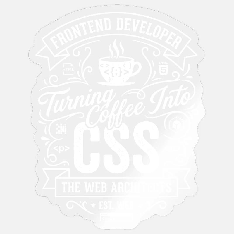 Frontend Coffee CSS Tee - Sticker Größe S (10 x 10 cm) - Transparent glänzend