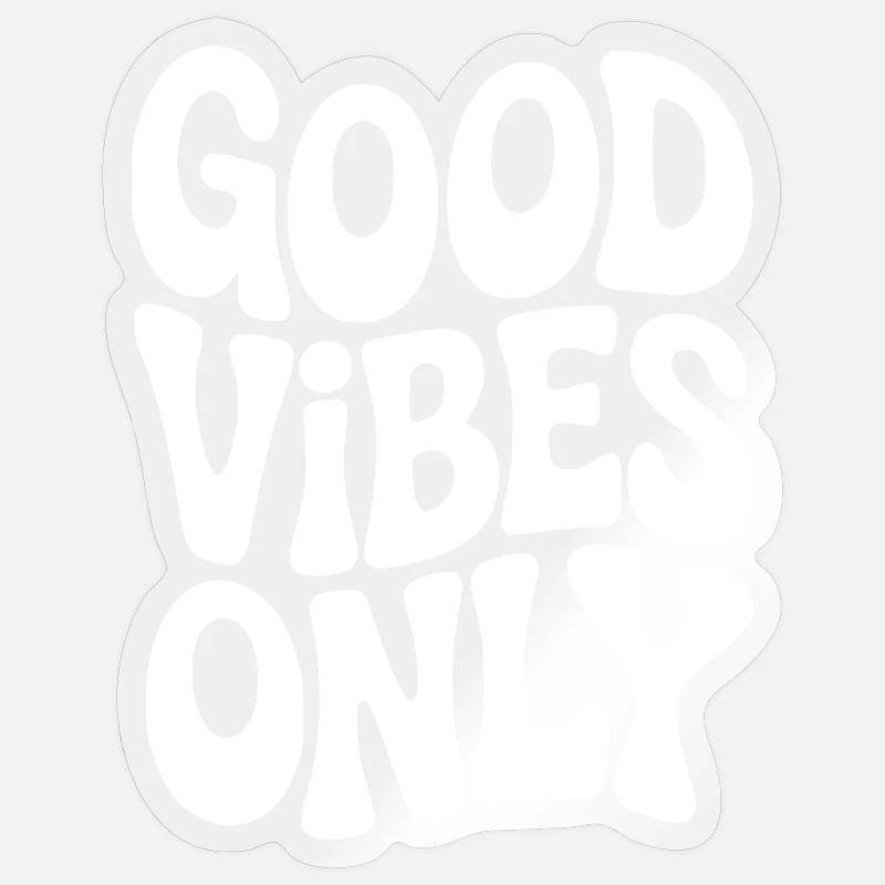 Vibing Typographie en blanc - Sticker taille S (10 x 10 cm) - brillant transparent