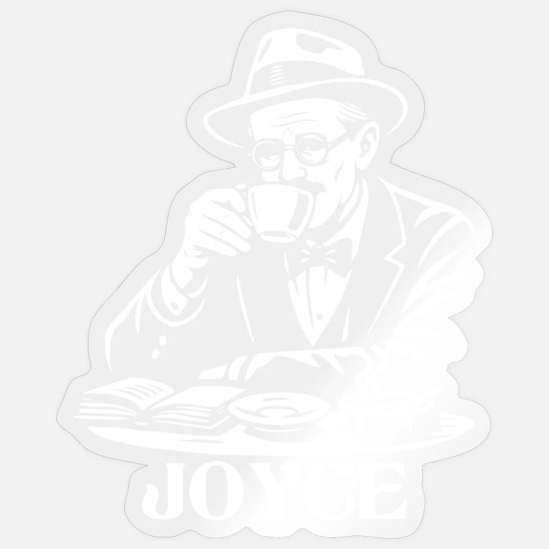 James Joyce Café Lecteur Rétro - Sticker taille S (10 x 10 cm) - brillant transparent