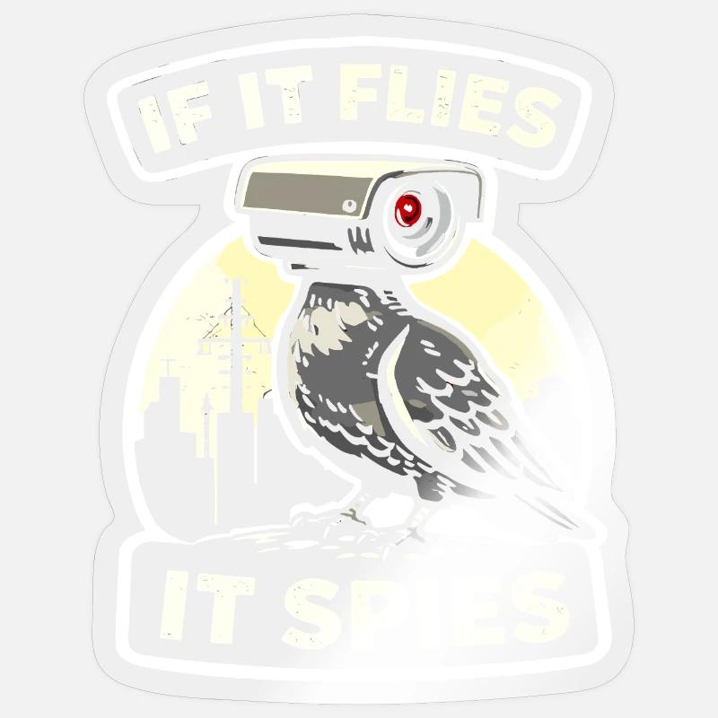 Rabe mit Kamera-Spion Design - Sticker Größe S (10 x 10 cm) - Transparent glänzend