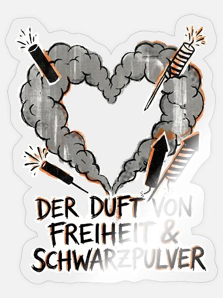 Freiheit und Schwarzpulver Pyro - Sticker Größe S (10 x 10 cm) - Transparent glänzend