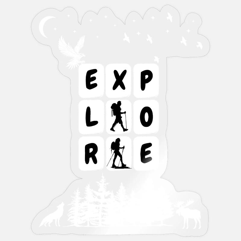 Explore Camping Graphic - Sticker size S (10 x 10 cm) - transparent glossy