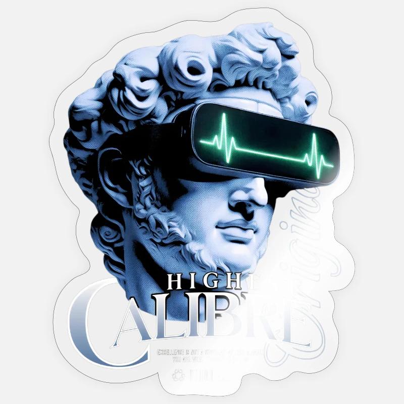 Statue VR de plus haut calibre - Sticker taille S (10 x 10 cm) - brillant transparent