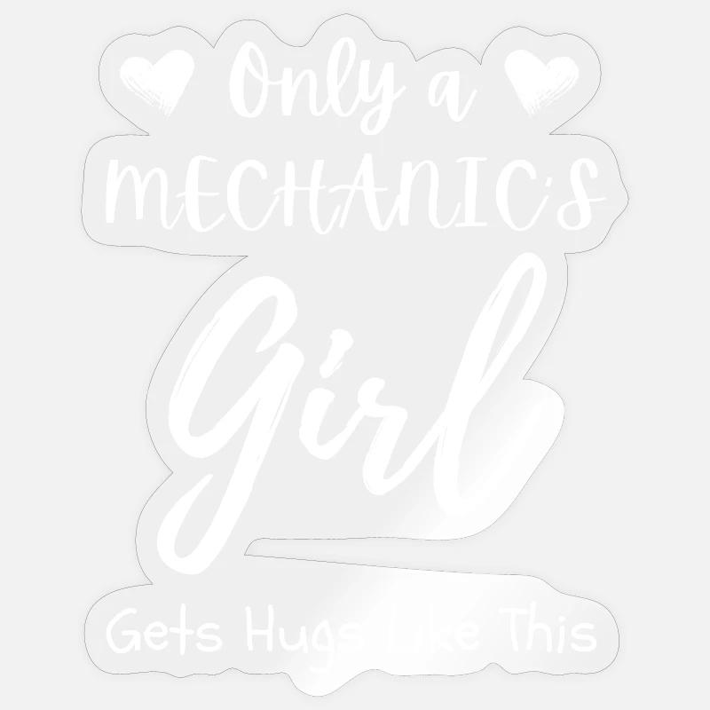 Mécanicienne, Technicienne automobile drôle - Sticker taille S (10 x 10 cm) - brillant transparent