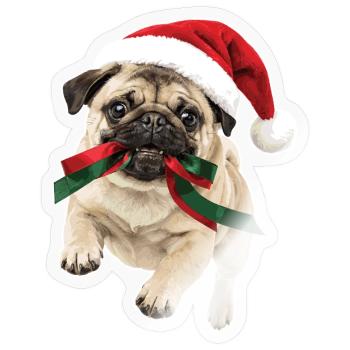 Verspielter Weihnachts Mops - Sticker Größe S (10 x 10 cm) - Transparent glänzend - Vorne