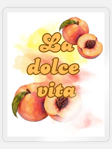 La Dolce Vita Pfirsiche - Sticker Größe S (10 x 10 cm) - Transparent glänzend