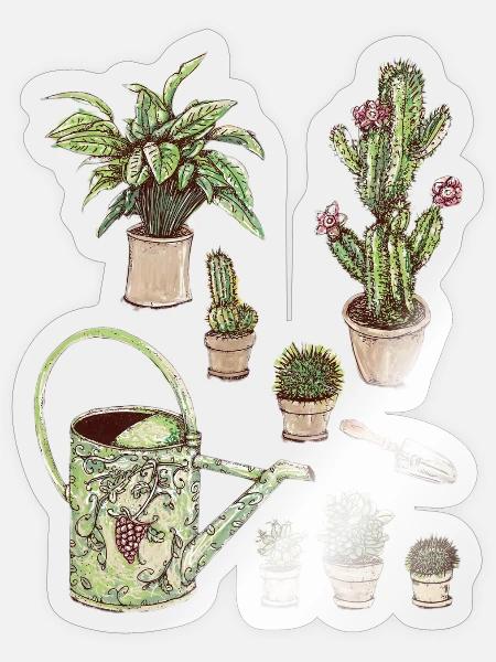 Grünes Pflanzenparadies Topfpflanzen - Sticker Größe S (10 x 10 cm) - Transparent glänzend
