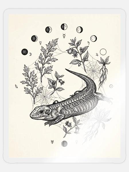 Alchemie-Echsenskelett - Sticker Größe S (10 x 10 cm) - Transparent glänzend