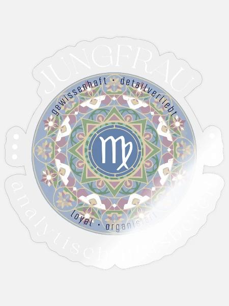 Virgo Mandala Symbolik Jungfrau Sternzeichen - Sticker Größe S (10 x 10 cm) - Transparent glänzend