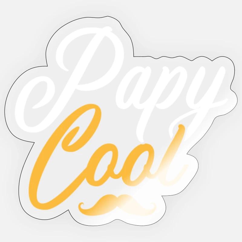 Papy cool moustache Sticker taille S (10 x 10 cm)