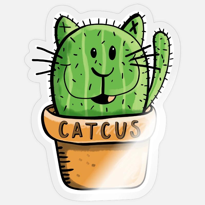 Catcus Cactus Cat - Cats - Cacti - Comic - Fun Sticker size S (10 x 10 cm)