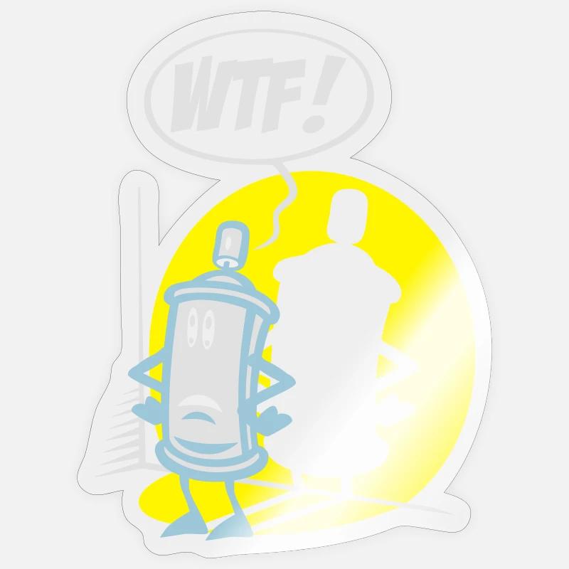 WTF paint spray flex - Sticker taille S (10 x 10 cm) - brillant transparent