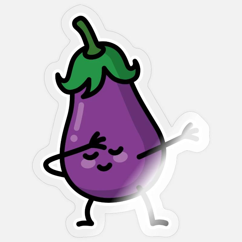 Aubergine eggplant dab dabbing - Sticker taille S (10 x 10 cm) - brillant transparent