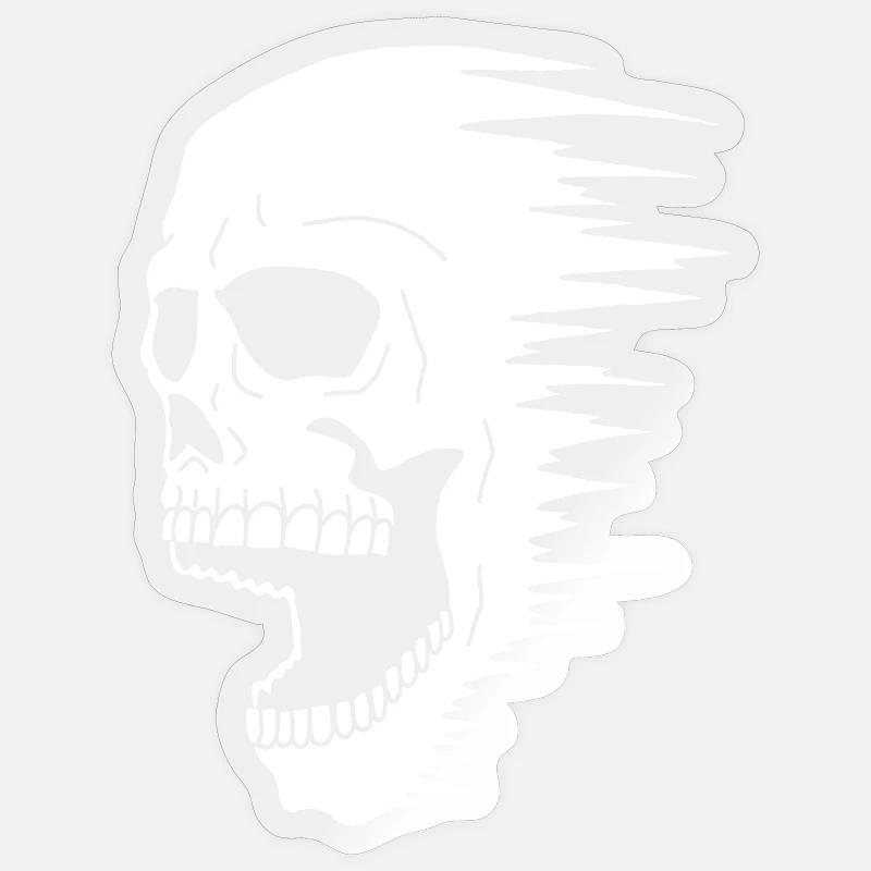 Crâne blanc et vitesse - Sticker taille S (10 x 10 cm) - brillant transparent
