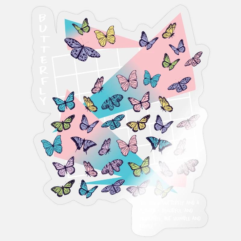 Soyez comme un papillon - Sticker taille S (10 x 10 cm) - brillant transparent