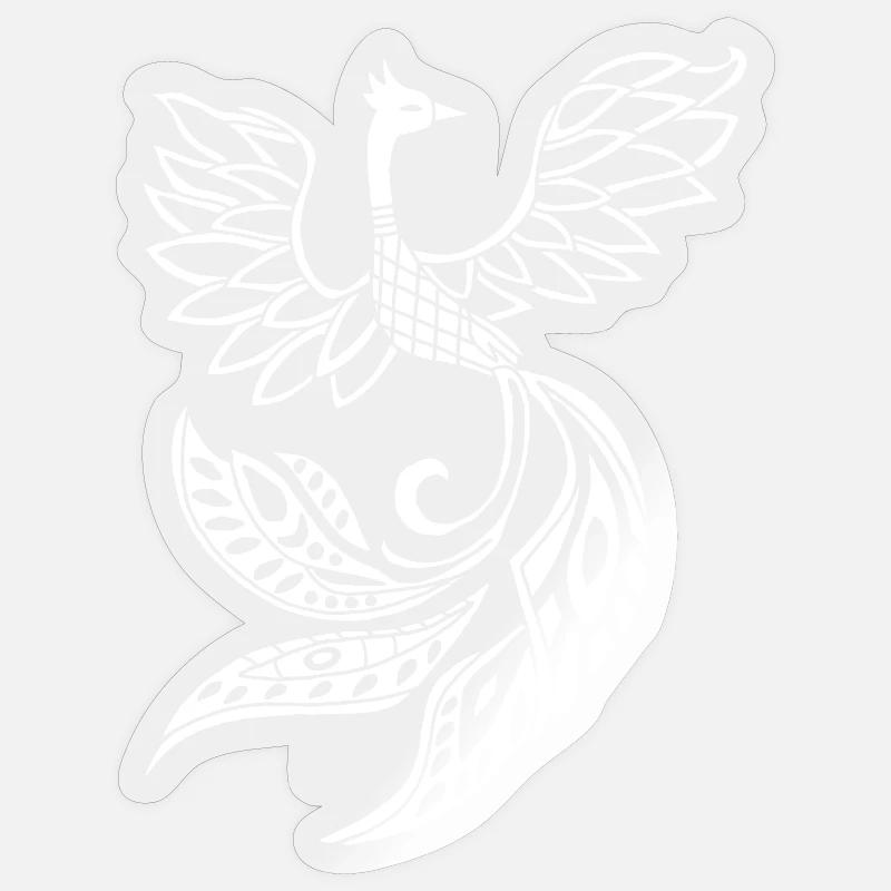 White phoenix bird Sticker size S (10 x 10 cm)