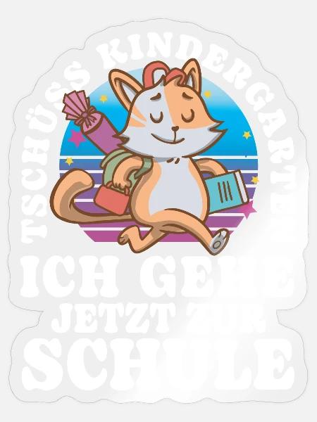 Einschulung Katze - Sticker Größe S (10 x 10 cm) - Transparent glänzend