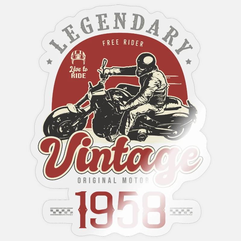 1958 Jubiläums-Oldtimer-Biker-Motorrad Sticker Größe S (10 x 10 cm)