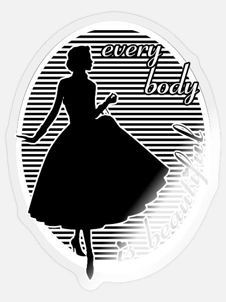 Jeder Körper ist schön Frau Schönheit - Sticker Größe S (10 x 10 cm) - Transparent glänzend