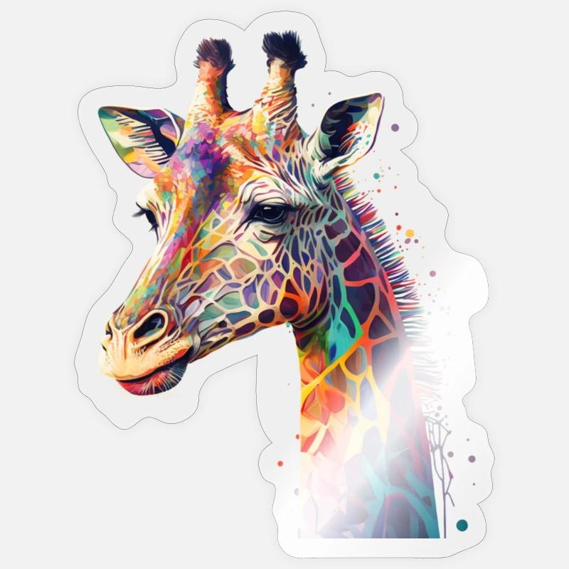 Girafe - Sticker taille S (10 x 10 cm) - brillant transparent