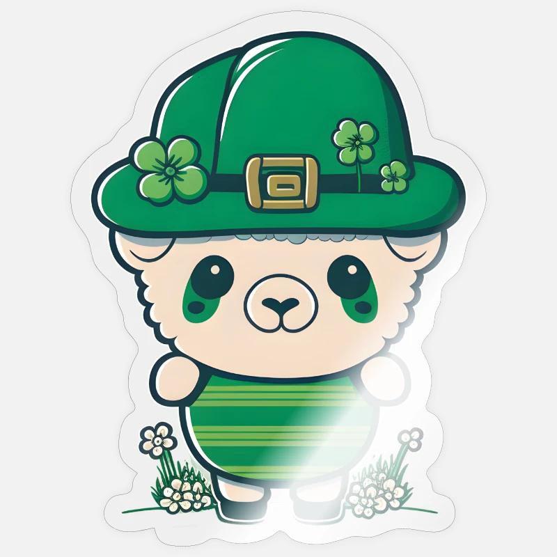 Sharp avec un chapeau vert et des trèfles Sticker taille S (10 x 10 cm)