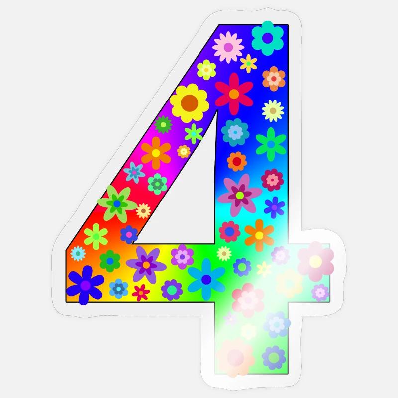Fleurs numéro 4 - Sticker taille S (10 x 10 cm) - brillant transparent