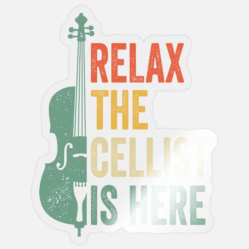 Relax The Cellist Is Here Cello Player Sticker size S (10 x 10 cm)