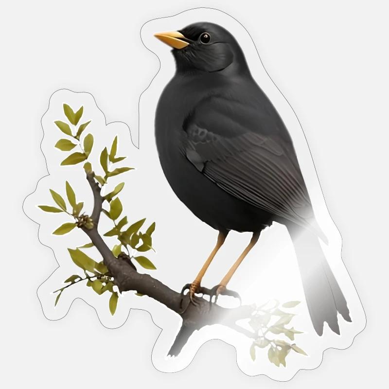 Amsel - Sticker Größe S (10 x 10 cm) - Transparent glänzend