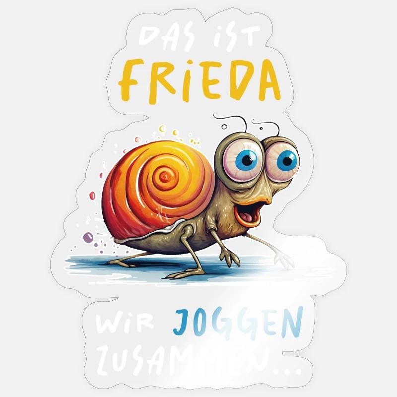 Joggen mit Frieda - hell - Sticker Größe S (10 x 10 cm) - Transparent glänzend