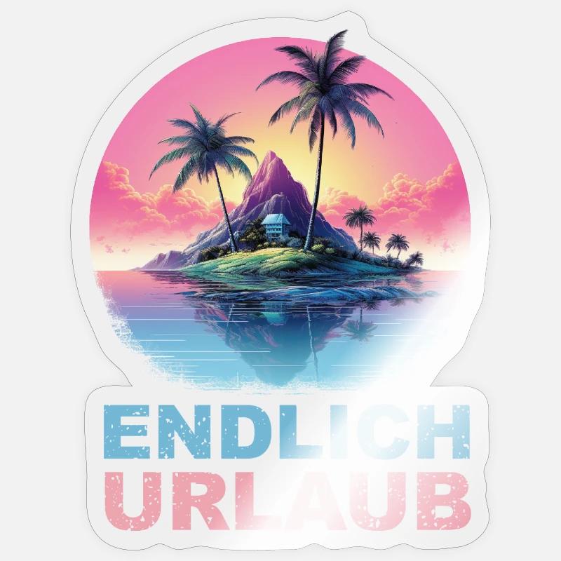 Endlich Urlaub - hell - Sticker Größe S (10 x 10 cm) - Transparent glänzend
