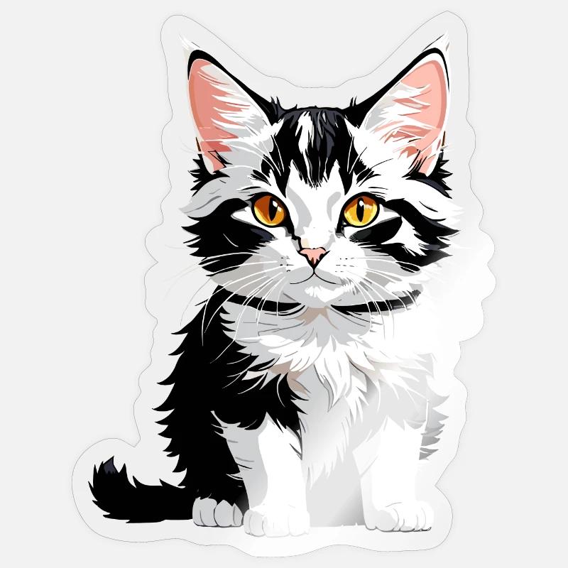 Chaton mignon - Sticker taille S (10 x 10 cm) - brillant transparent