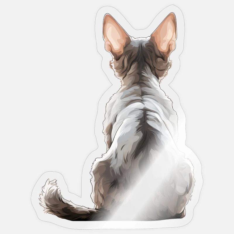 Chat Devon Rex Sticker taille S (10 x 10 cm)