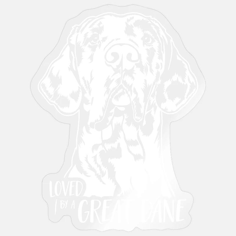 Loved by a Great Dane Hundespruch Hunde Wilsigns - Sticker Größe S (10 x 10 cm) - Transparent glänzend