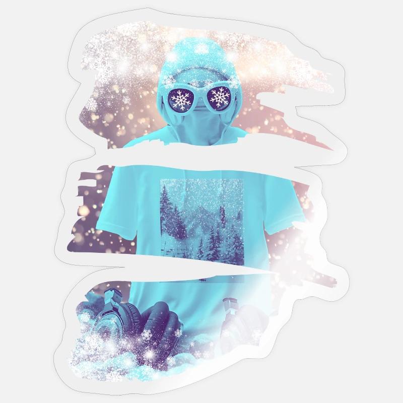 Il neige - Sticker taille S (10 x 10 cm) - brillant transparent