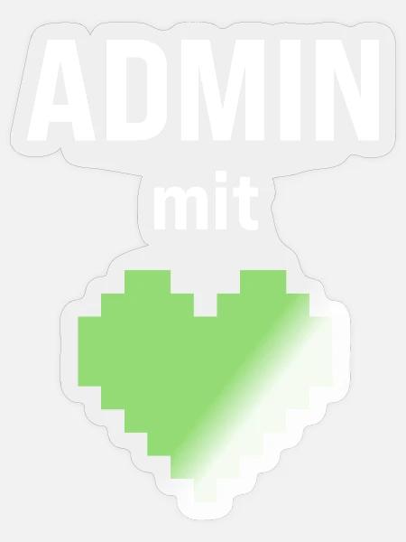 Admin mit Herz - Sticker Größe S (10 x 10 cm) - Transparent glänzend