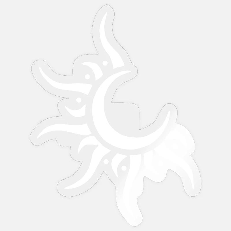 Soleil et lune blanc - Sticker taille S (10 x 10 cm) - brillant transparent