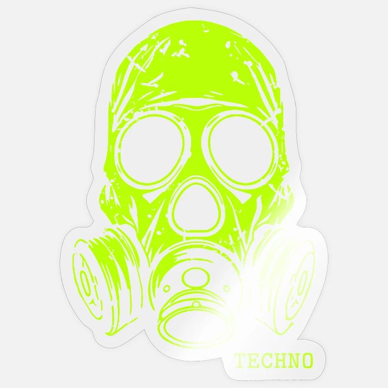 Crâne techno avec masque à gaz Sticker taille S (10 x 10 cm)