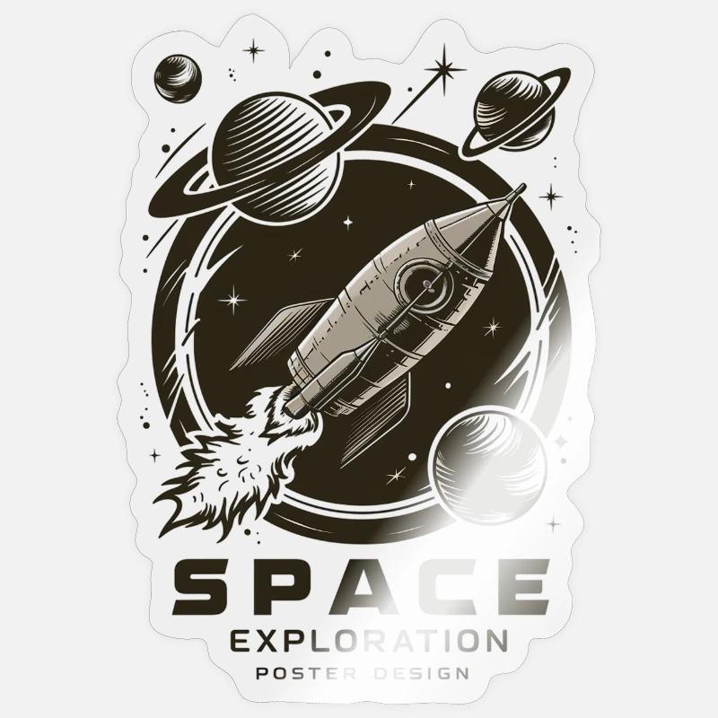 Space Exploration Adventure - Sticker size S (10 x 10 cm) - transparent glossy