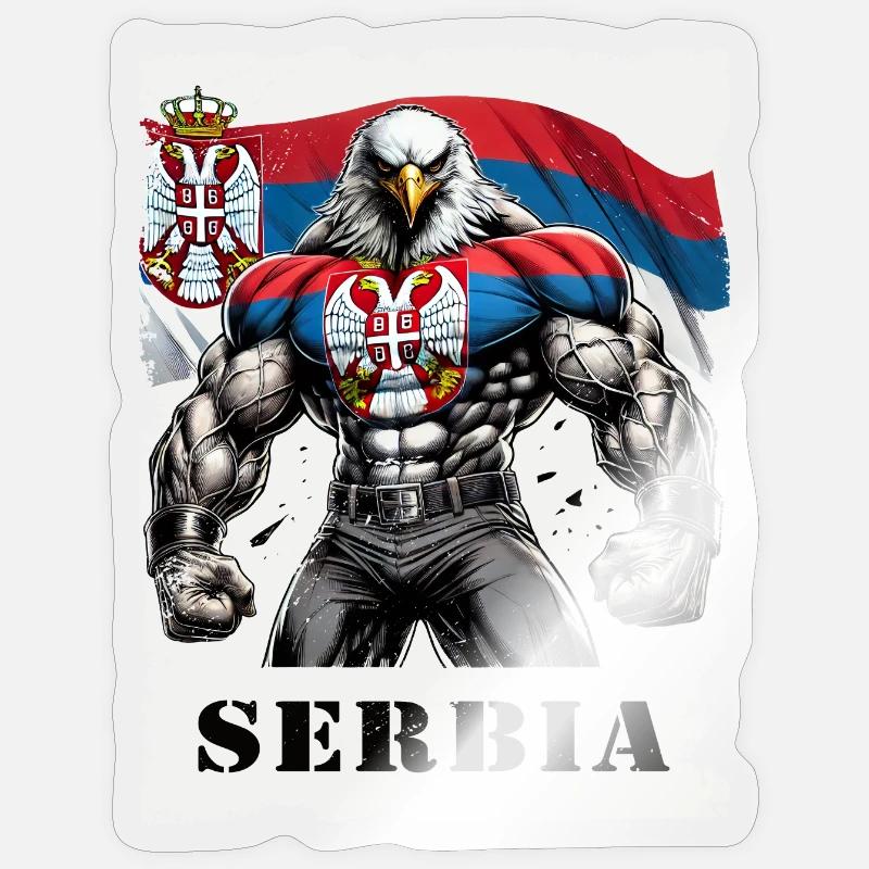 Design de musculation Serbia Eagle - Sticker taille S (10 x 10 cm) - brillant transparent