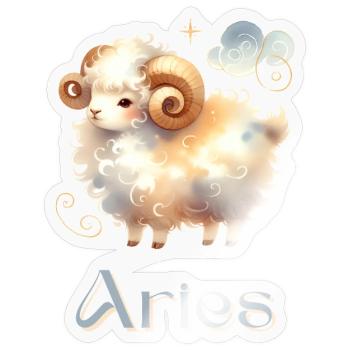 Elegantes Aries Sternzeichen Aquarell Geschenk - Sticker Größe S (10 x 10 cm) - Transparent glänzend - Vorne