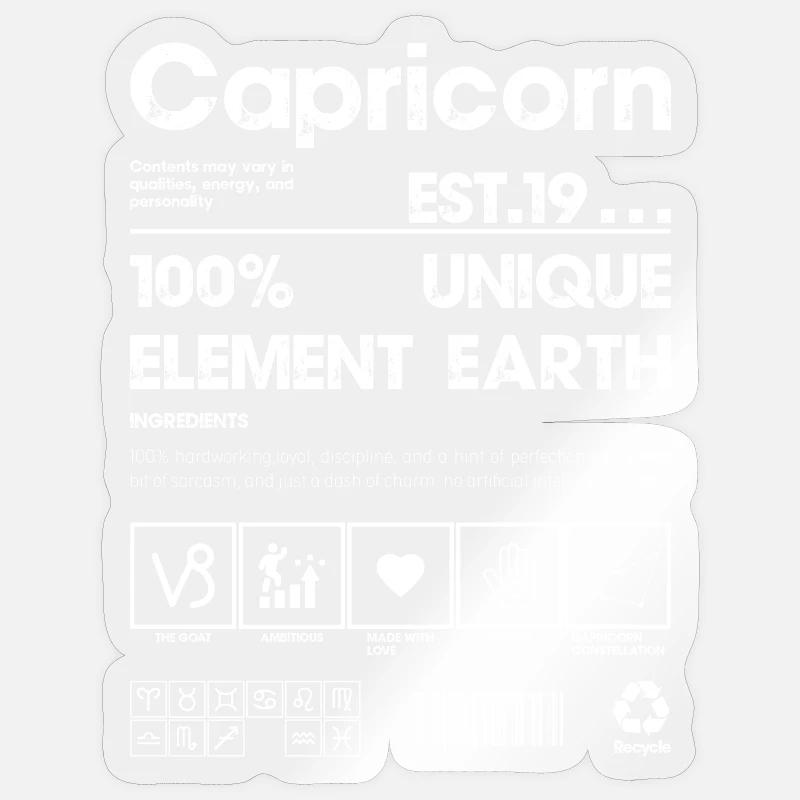 Capricorne Terrestre 100 % Élément Sticker taille S (10 x 10 cm)