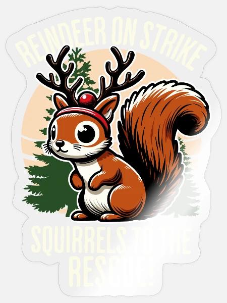 Lustiges Eichhörnchen Weihnachtsdesign - Sticker Größe S (10 x 10 cm) - Transparent glänzend