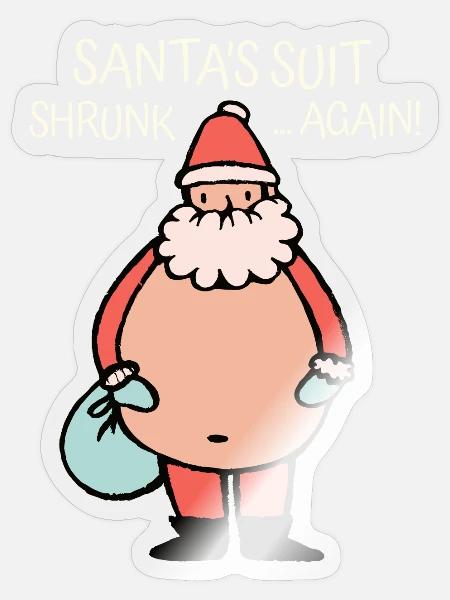 Santa’s Suit Shrunk... Again! - Weichnachtsdesign - Sticker Größe S (10 x 10 cm) - Transparent glänzend