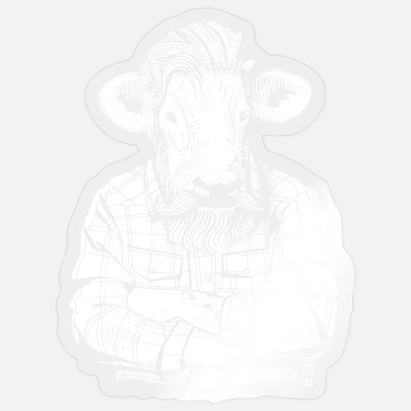 Mister Boeuf (version blanche) - Sticker taille S (10 x 10 cm) - brillant transparent