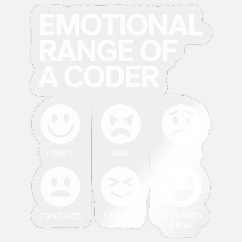 Emotionale Bandbreite eines Programmierers - Sticker Größe S (10 x 10 cm) - Transparent glänzend