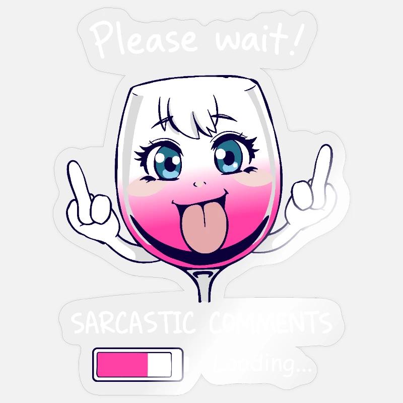 Sarkastisches Weinglas - Sticker Größe S (10 x 10 cm) - Transparent glänzend